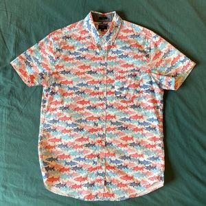 J. Crew Multi-Color Fish Short-Sleeve Shirt, Slim Fit